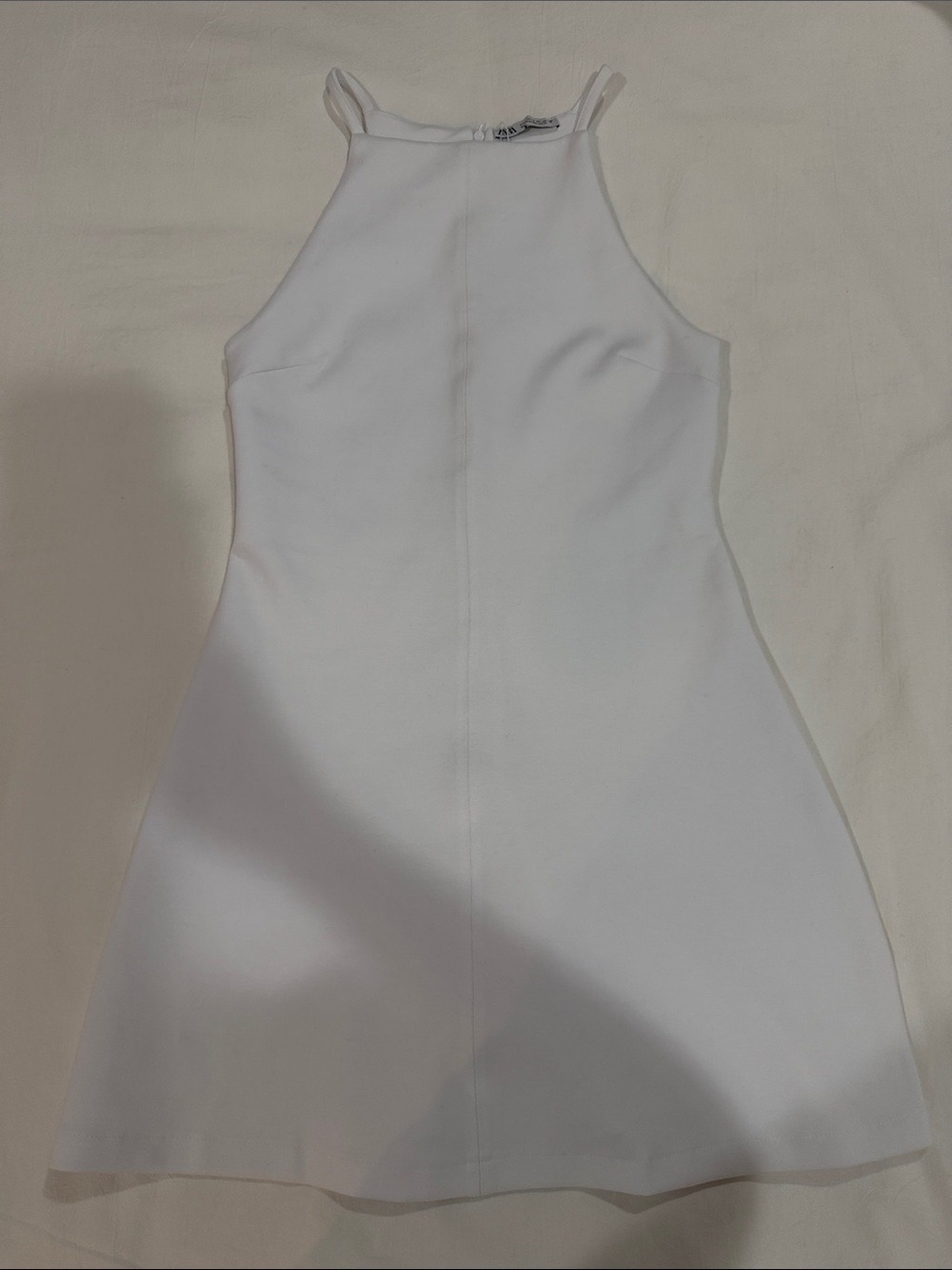 Zara Cream High-Neck Mini Dress